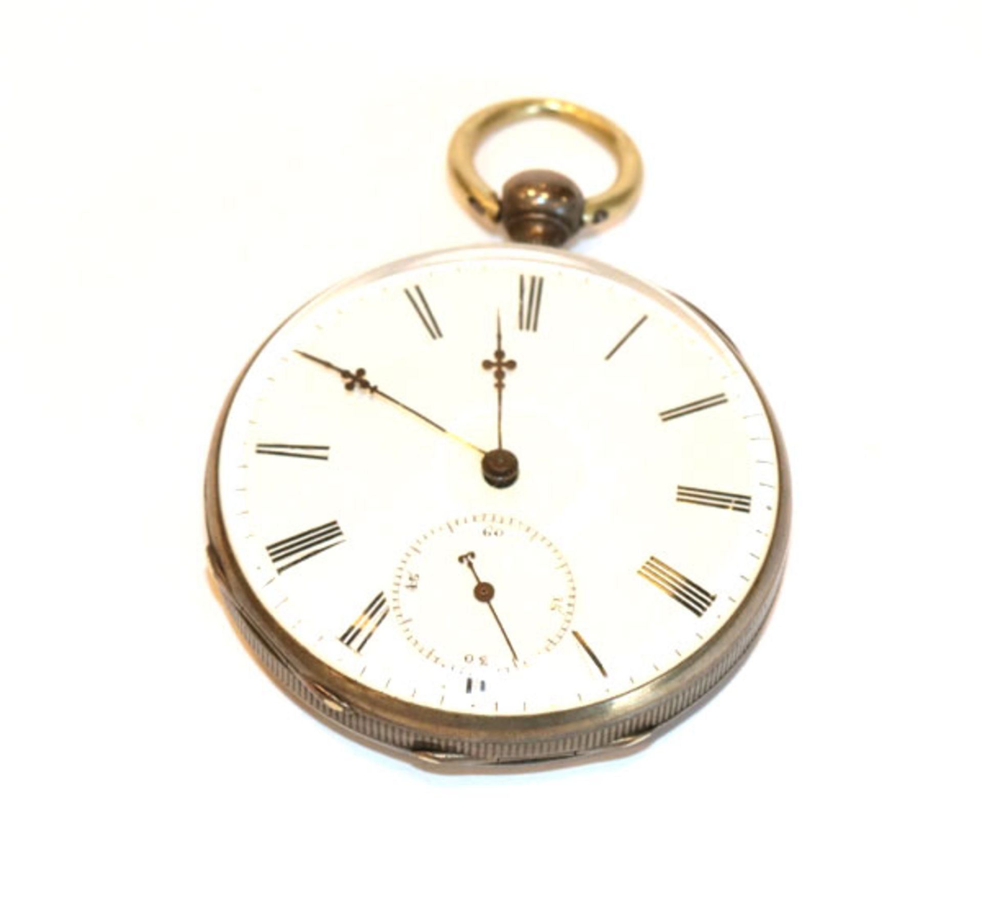 Silber Schlüssel Taschenuhr um 1900, Schlüssel fehlt, wohl intakt, D 4,5 cm