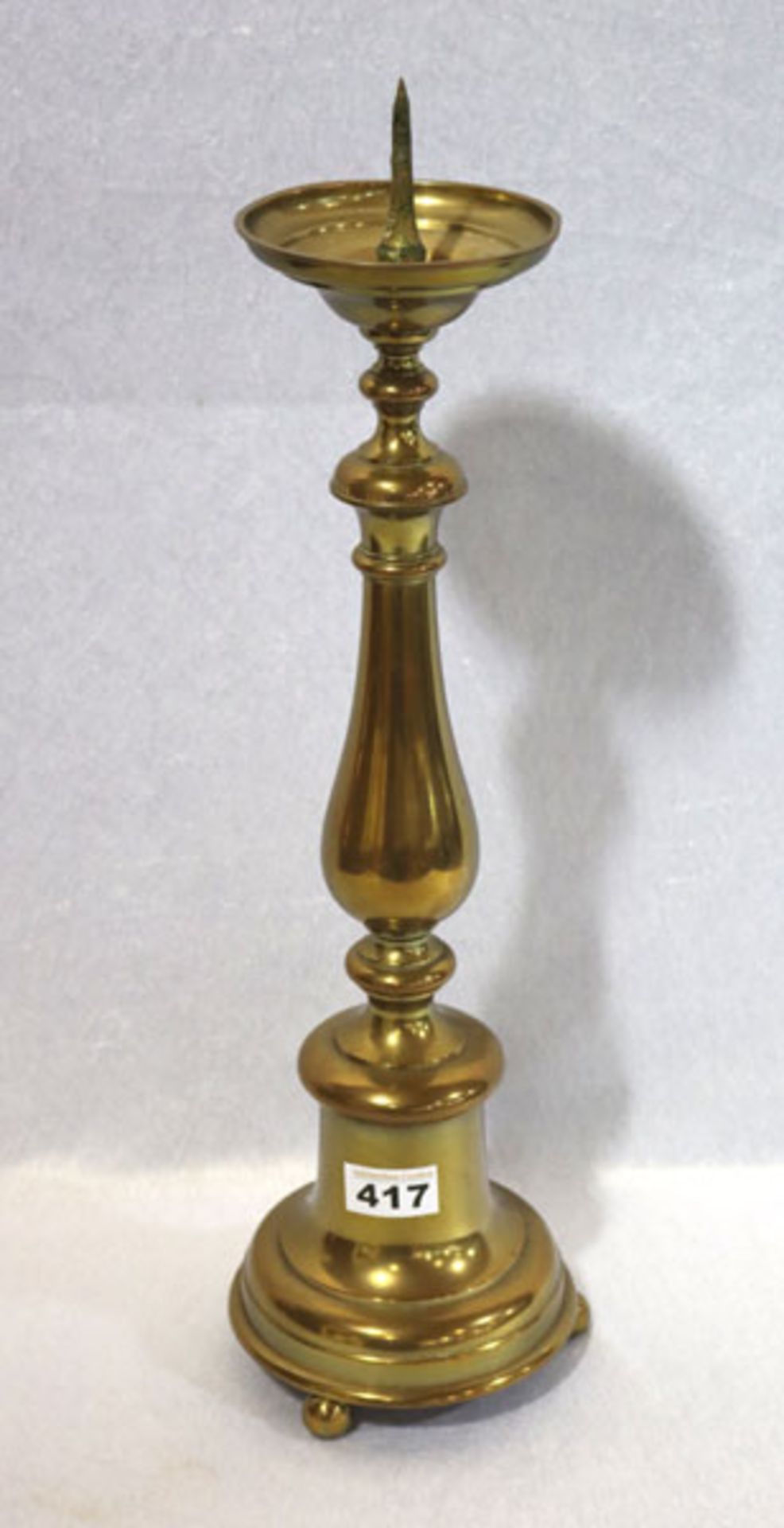 Messing Kerzenleuchter, H 48 cm, D 16 cm, Gebrauchsspuren