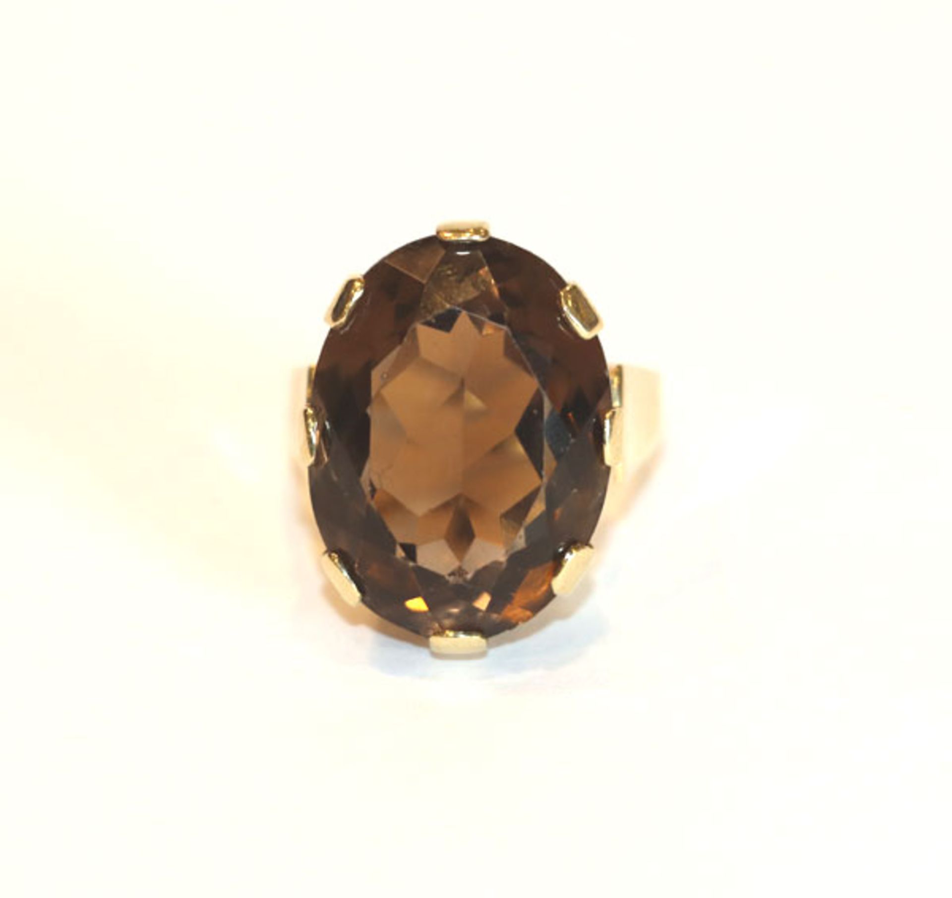 14 k Gelbgold Ring mit Topas, schöne Handarbeit, 10 gr., Gr. 57