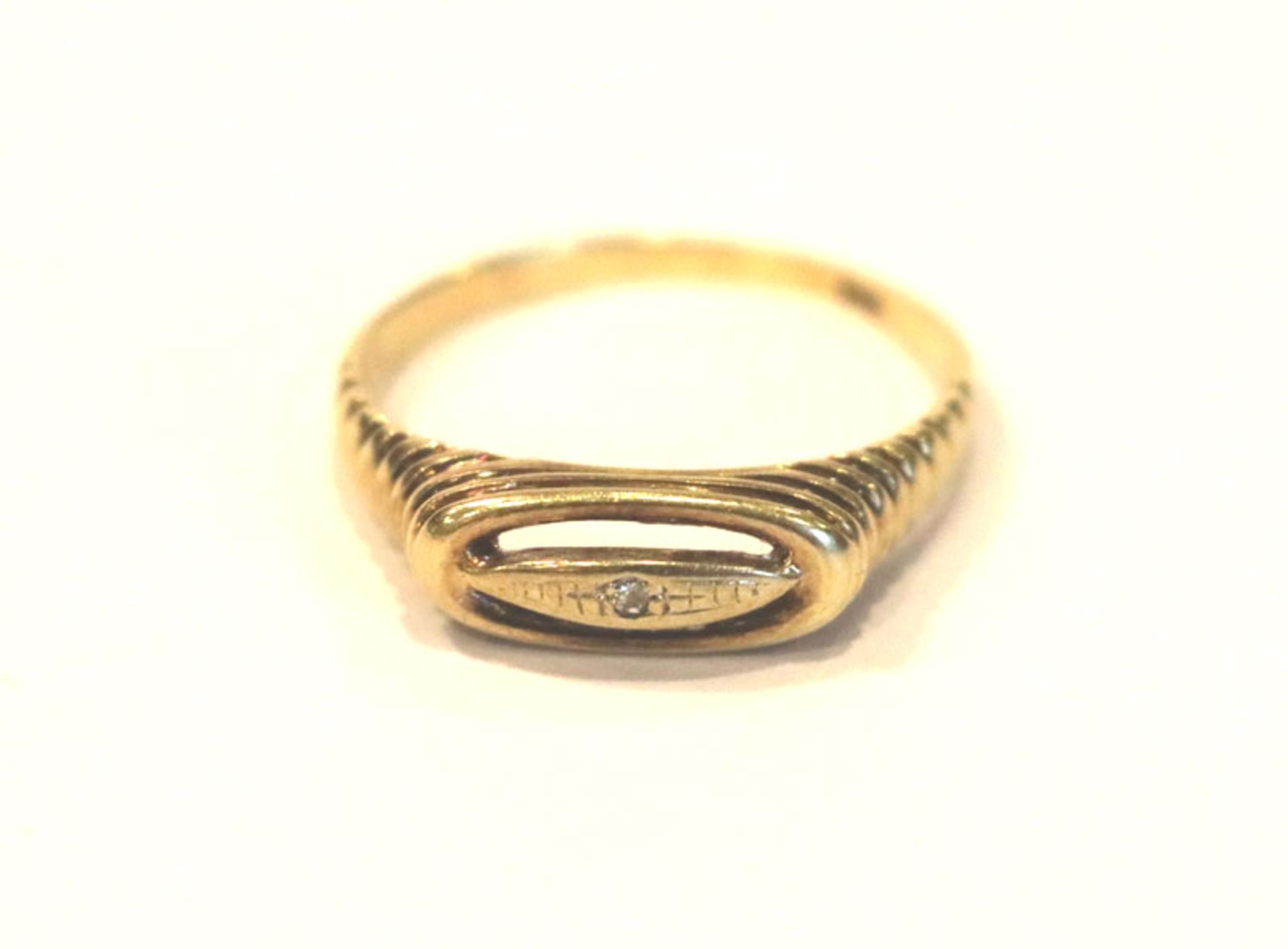 14 k Gelb- und Weißgold Ring, Rillendekor, 2,8 gr., Gr. 54