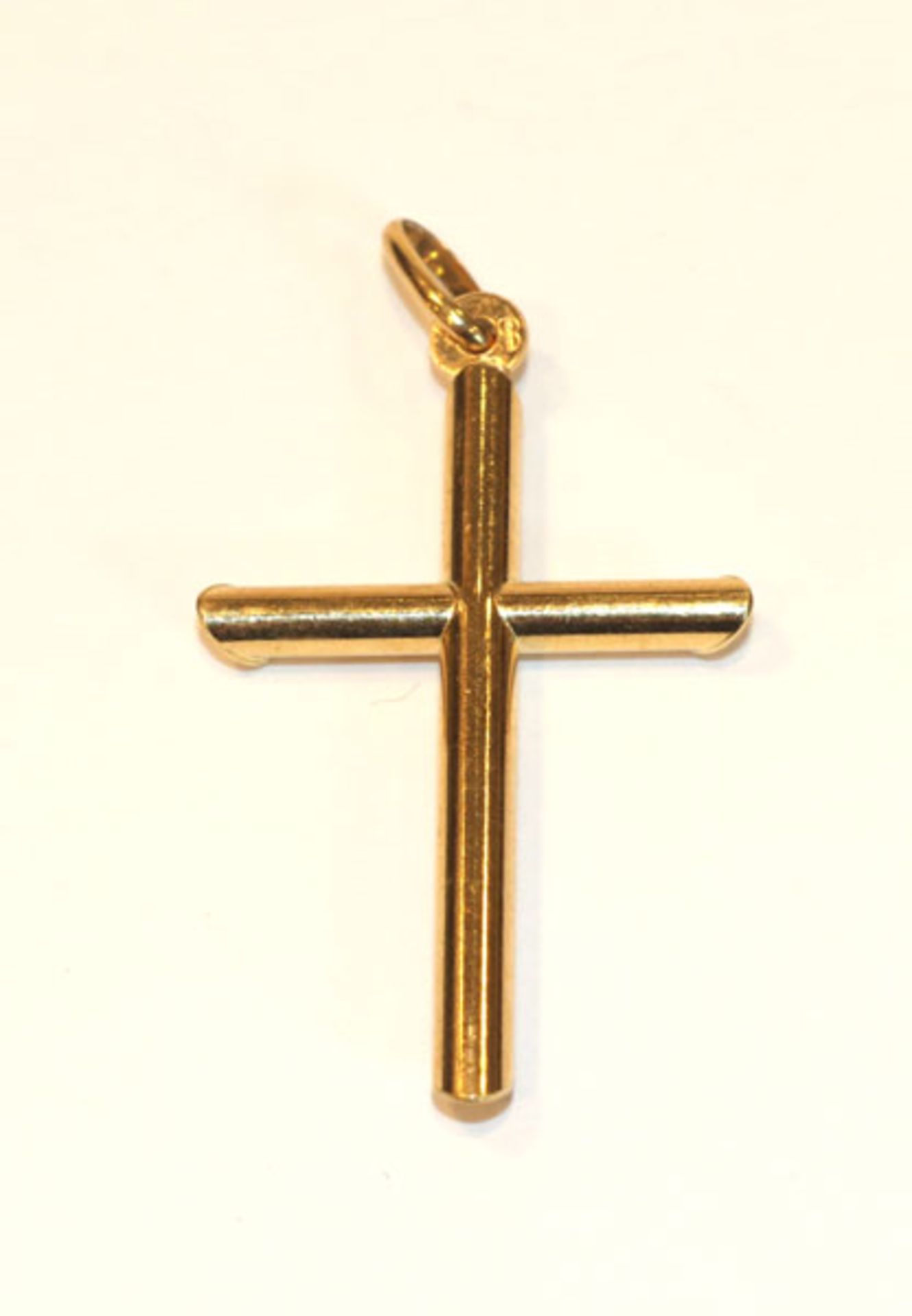 18 k Gelbgold Kreuz-Anhänger, 1,81 gr., L 4 cm