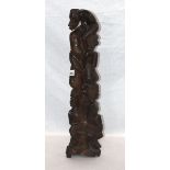 Afrikanischer Lebensbaum, Holz geschnitzt, mehrere übereinander stehende Figuren, H 64 cm, teils