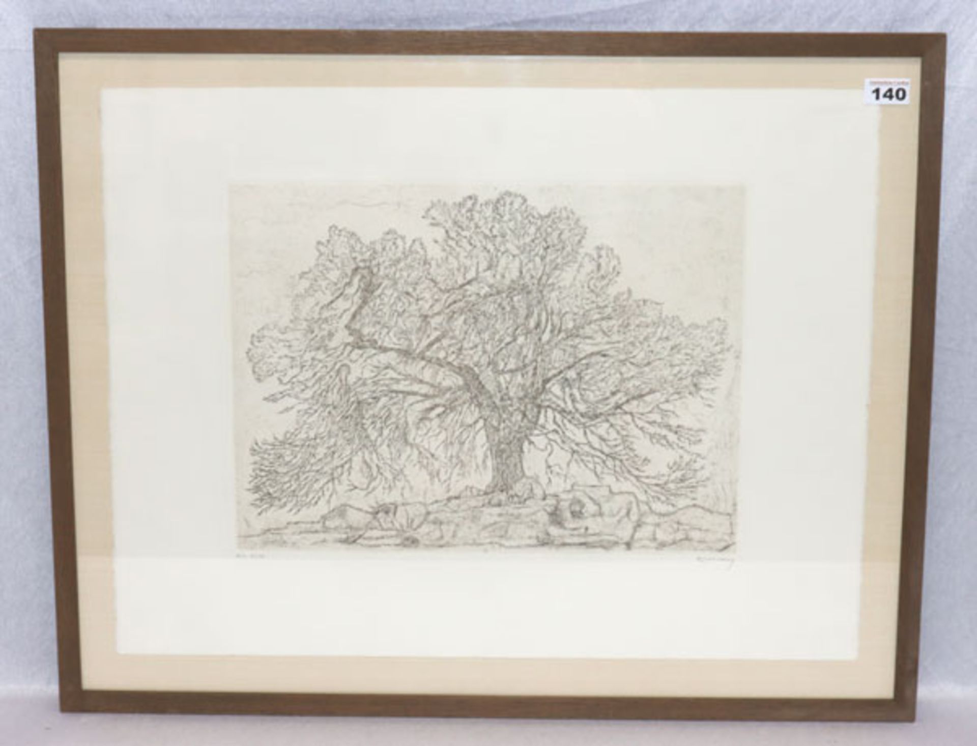 Radierung 'Der Baum', Nr. H. C. 9/10, undeutlich signiert, unter Glas gerahmt, Rahmen bestossen,