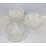 Kristallglas-Konvolut: 2 verschiedengroße Schalen und 11 Schälchen im gleichen Schliffdekor,