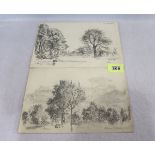 2 Bleistiftzeichnungen 'Landschaften mit Bäumen', bez. Prien am Chiemsee. eines bez. Karel und