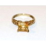 8 k Gelbgold Ring mit Citrin, 2,8 gr., Gr. 56