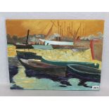 Gemälde ÖL/LW 'Hafen-Szenerie', aus dem Nachlaß von Helmut Kerkenbusch, * 1934 + 2021, Kunstmaler in