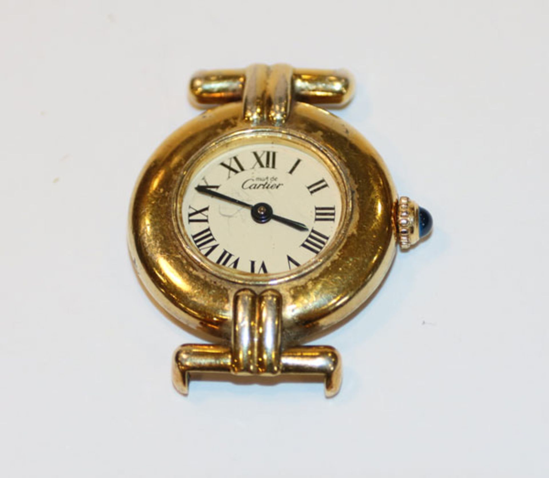 Cartier Vermeil Quarz Damen Armbanduhr, Sterlingsilber/vergoldet, ohne Armband, Funktion nicht