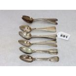 Silber Besteck-Konvolut, 278 gr., 6 Kaffeelöffel mit Monogrammgravur, 6 Kaffeelöffel, alles 12 Lot