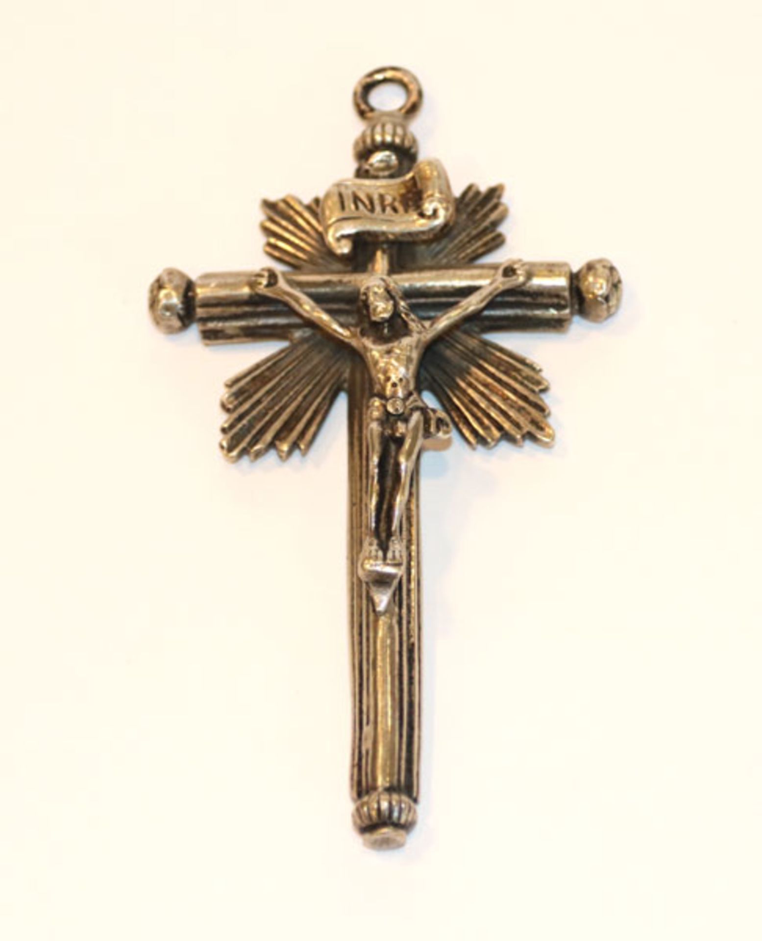 Anhängerkreuz mit plastischem Korpus Christi, 800 Silber, 37 gr., L 9,5 cm