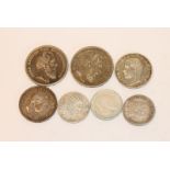 Konvolut von Silber Reischsmarkmünzen: 2 x Bayern, 3 x Württermberg, 1 x Baden, 1 x Sachsen, zus.