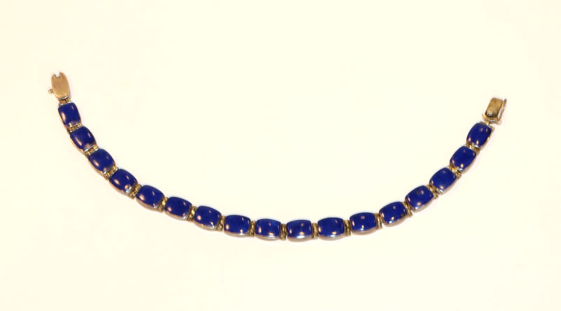 Silber Armband mit Lapislazuli, 14,5 gr., L 20 cm