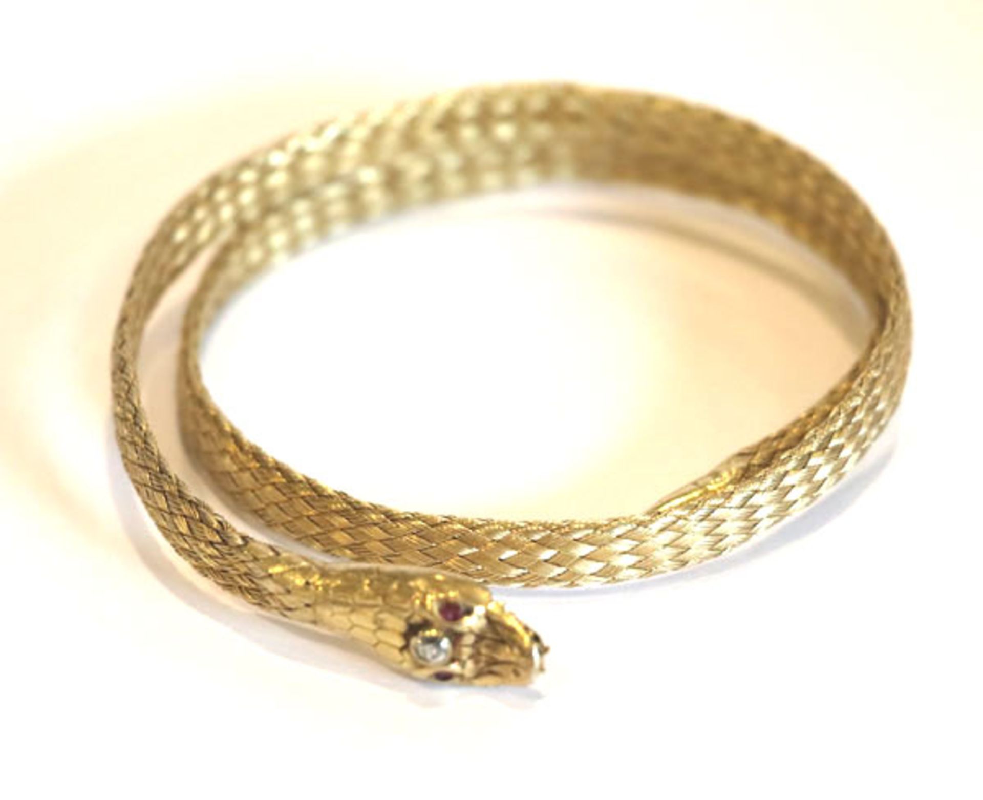 Ausgefallenes 800 Silber/vergoldetes Armband/Halscollier, geflochten mit Schlangenkopf, Altschliff