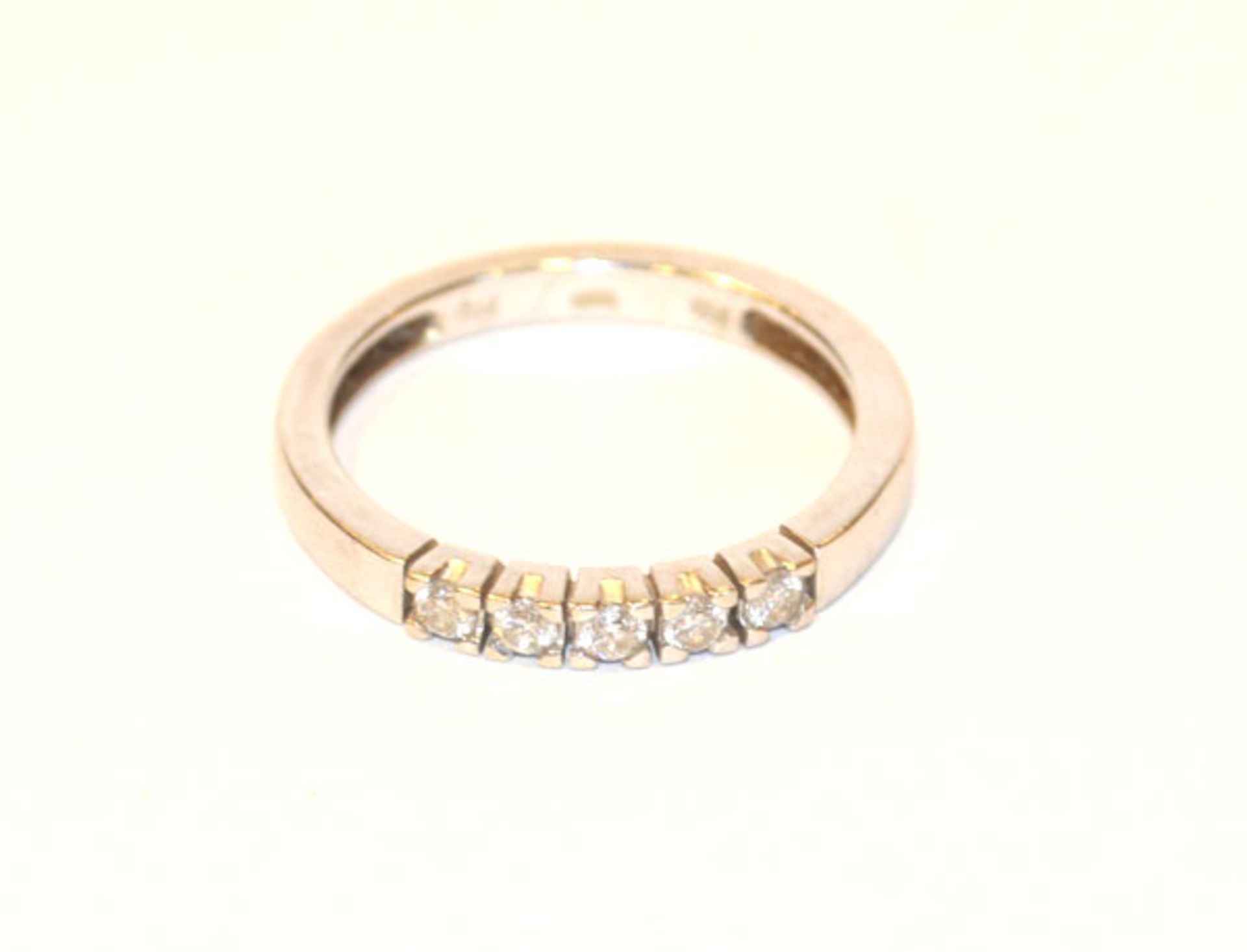 14 k Weißgold Ring mit 5 Diamanten, 2,3 gr., Gr. 53