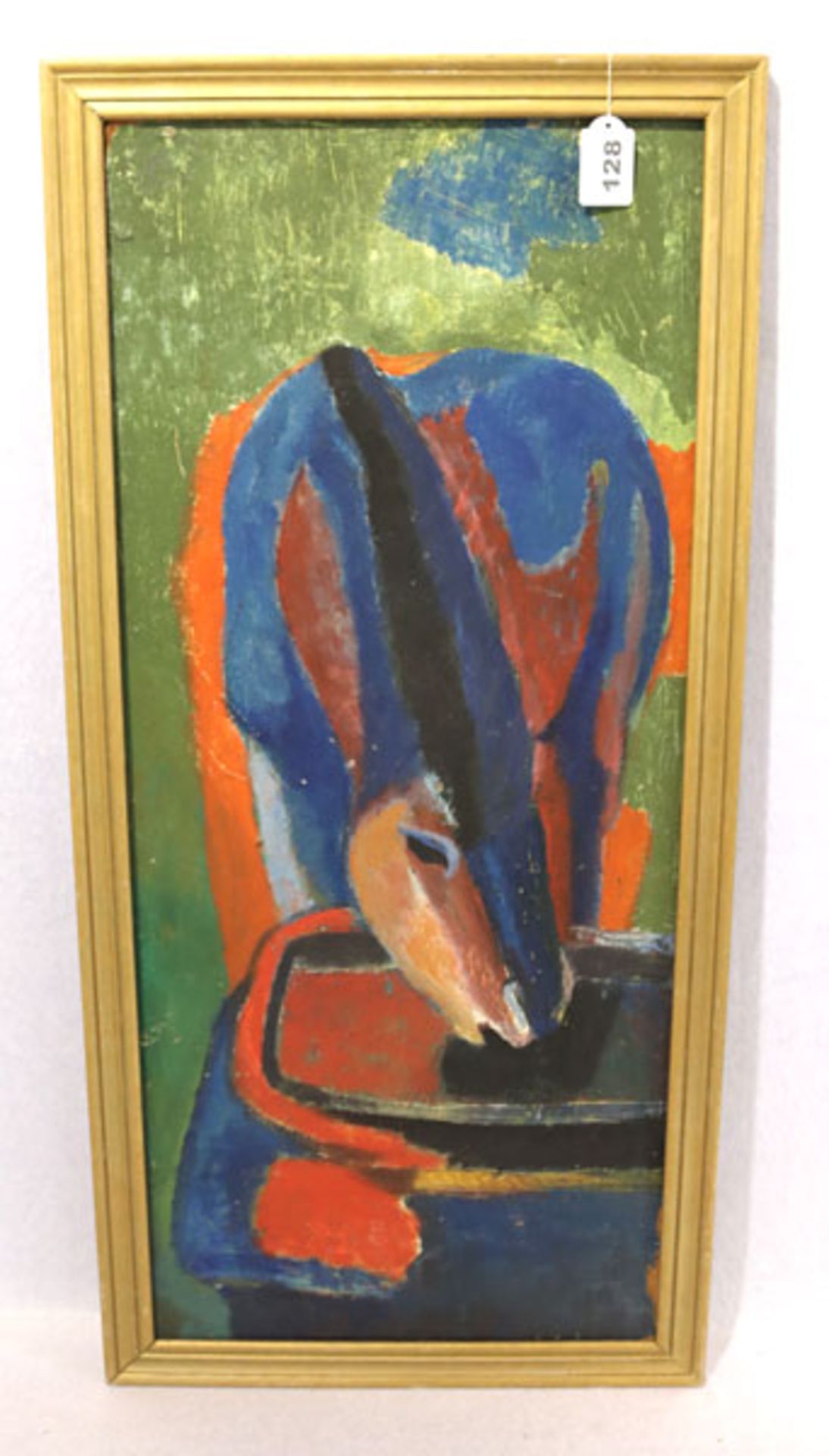Gemälde ÖL/Malkarton 'Abstrakte Tierdarstellung', aus dem Nachlass von Helmut Hoffmann, * 1928