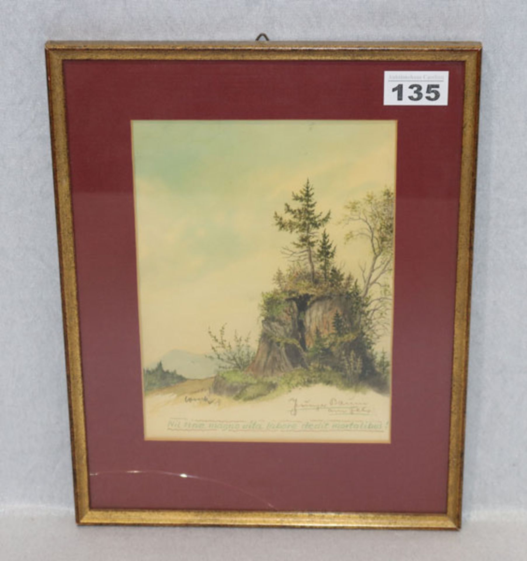 Aquarell 'Junger Baum am Fels', signiert Loreck, Carl Ludwig Loreck, datiert 89, * 14.11.1898