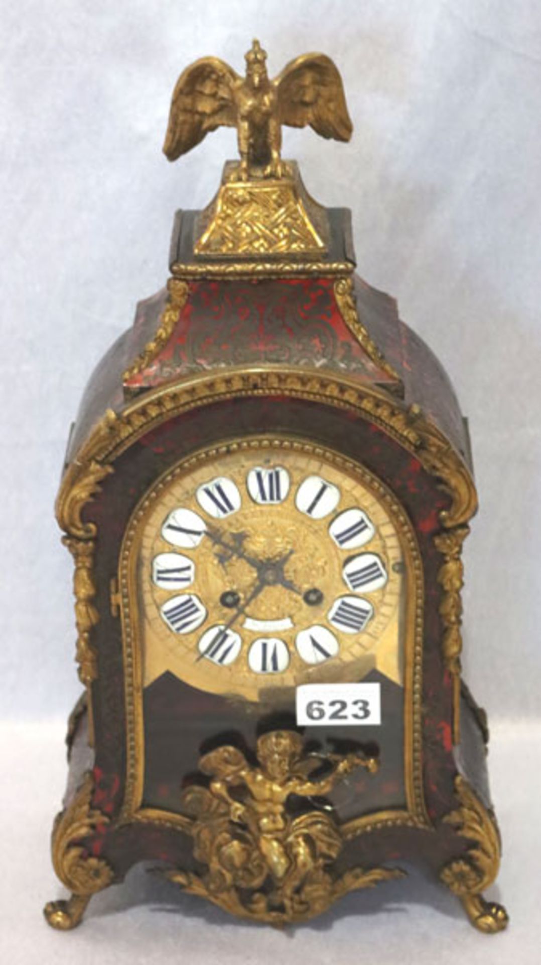 Kamin Boulle Uhr, bez. AD Nevir, Berlin, war Hofuhrmacher und Lieferant Friedrichs den Großen, roter