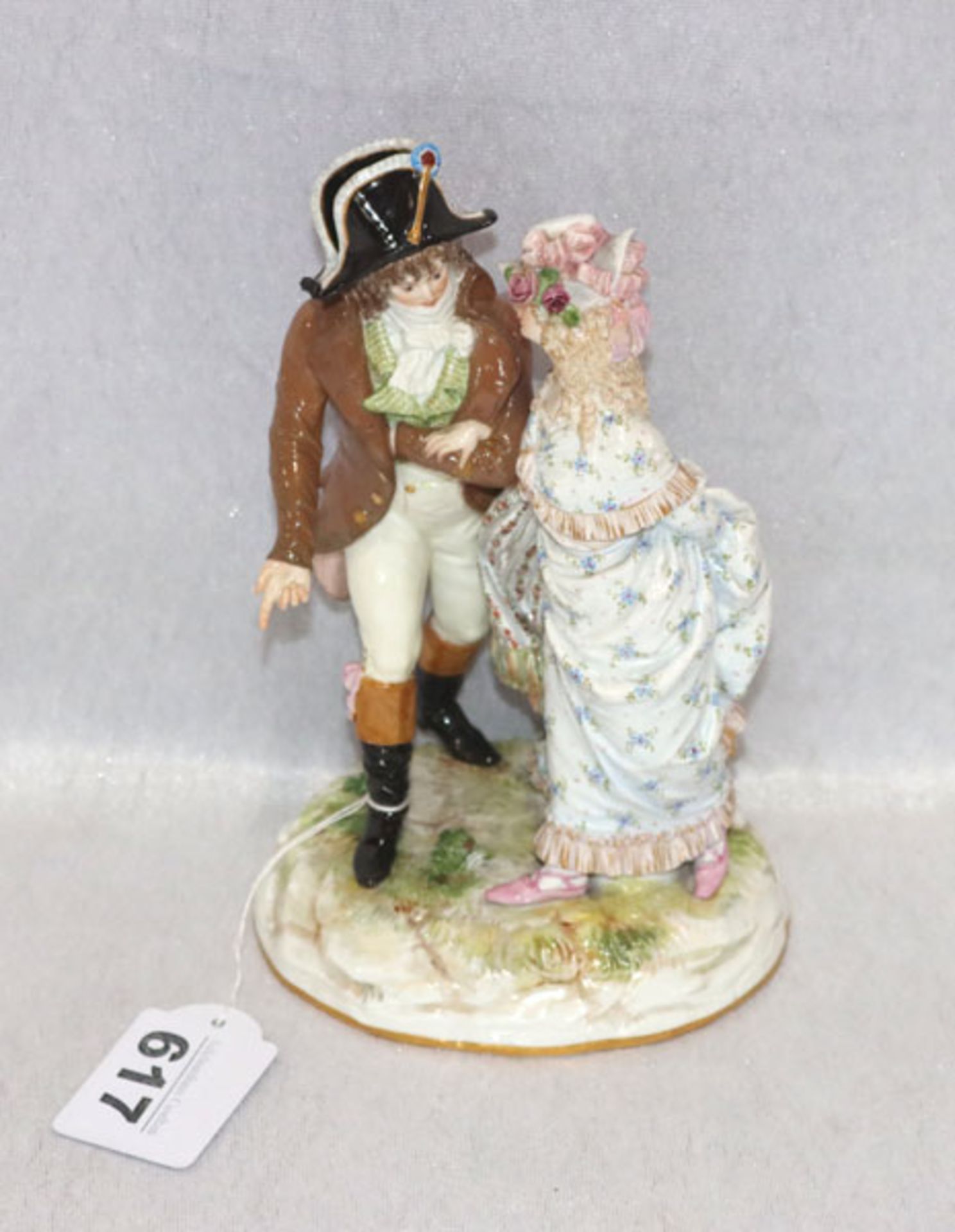 Meissen Porzellanfigurenpaar 'Napoleon und Josephine', Schwerter, Kanufzeit, H 19 cm, leicht