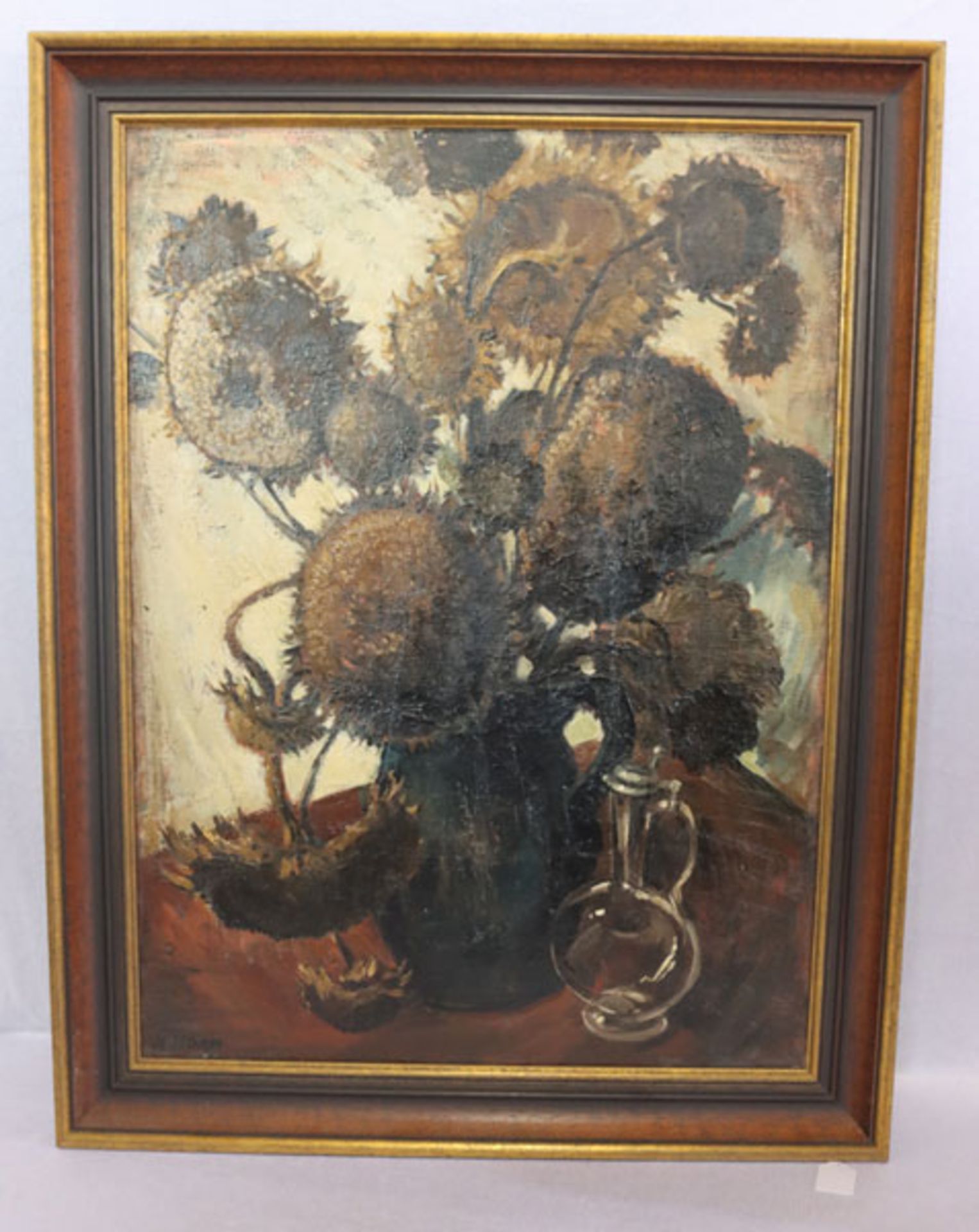 Gemälde ÖL/LW 'Sonnenblumen', signiert H. (Hans) Horn, * 1896 Schechen/Starnberger See + 1955