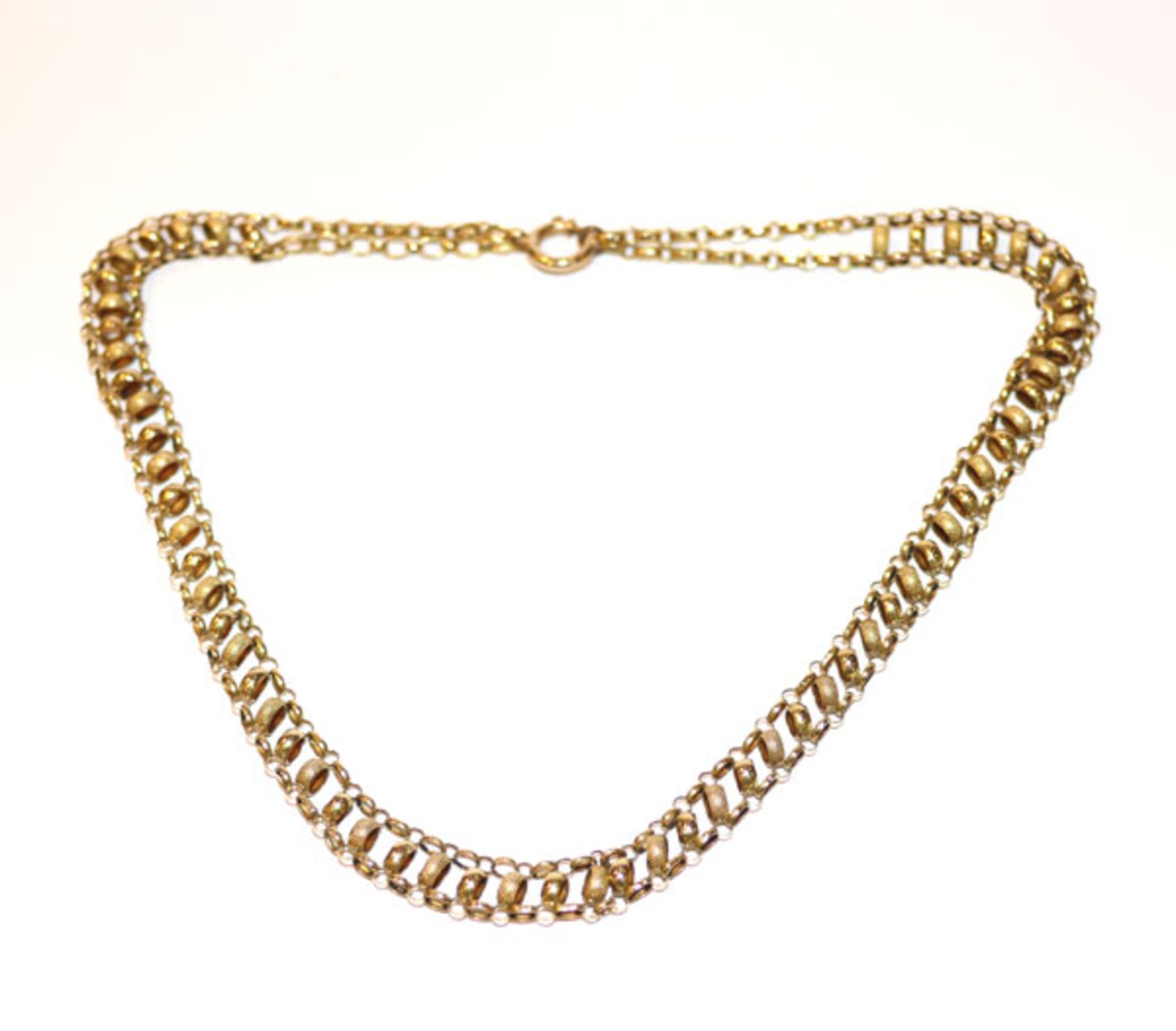 Feines 18 k (geprüft) Gelbgold Collier, sehr feine Handarbeit, 12,7 gr., L 40 cm