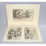 4 Skizzen 'Frauenakte', attr. Josef Scharl, * 1896 München + 1954 New York City, Blattgrößen 26/29
