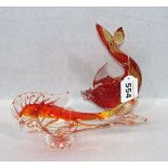 2 Murano Glasskulpturen 'Fische', H 10/19 cm