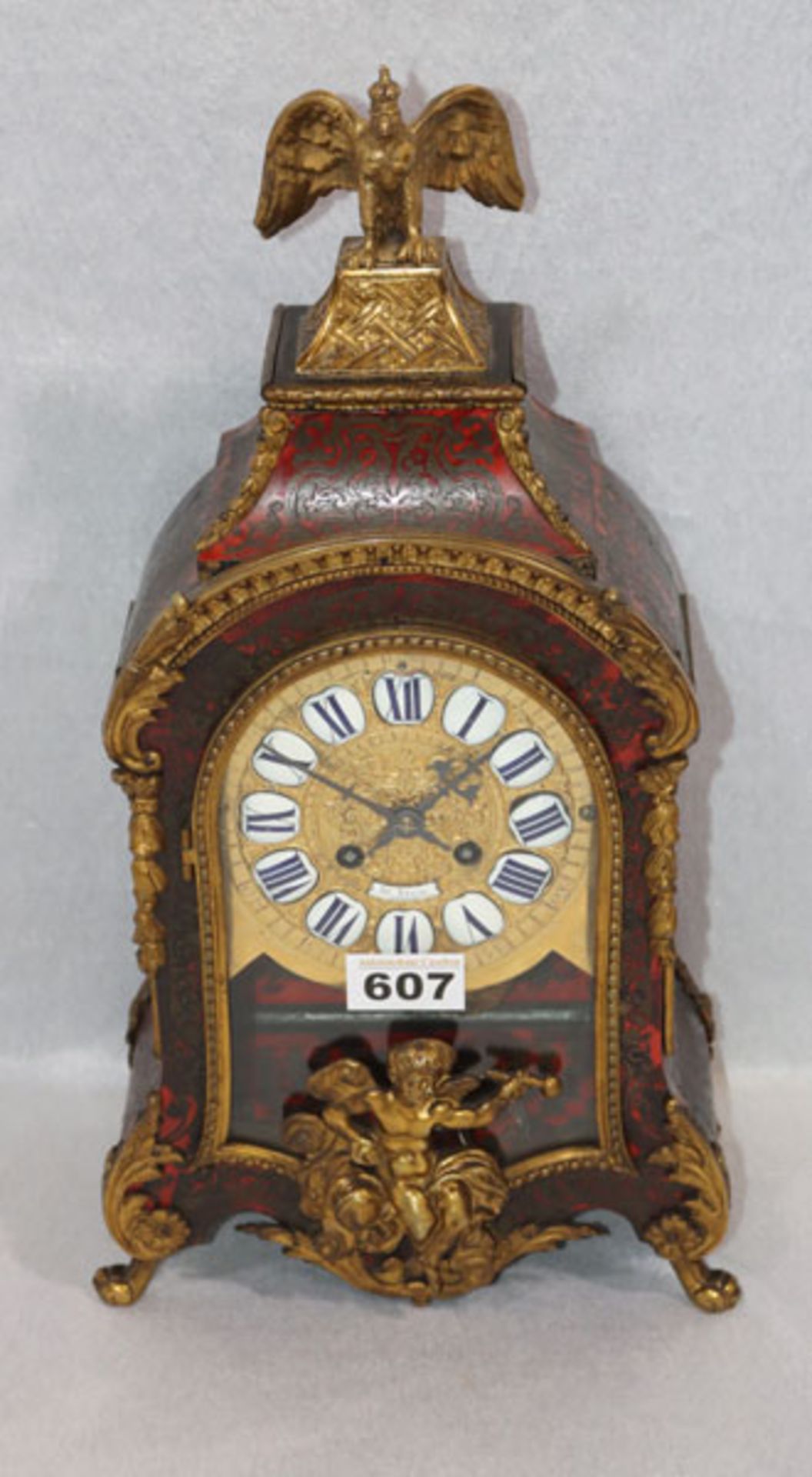Kamin Boulle Uhr, bez. AD Nevir, Berlin, war Hofuhrmacher und Lieferant Friedrichs den Großen, roter