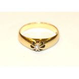 14 k Gelbgold Ring mit Diamant, 3,87 gr., Gr. 56