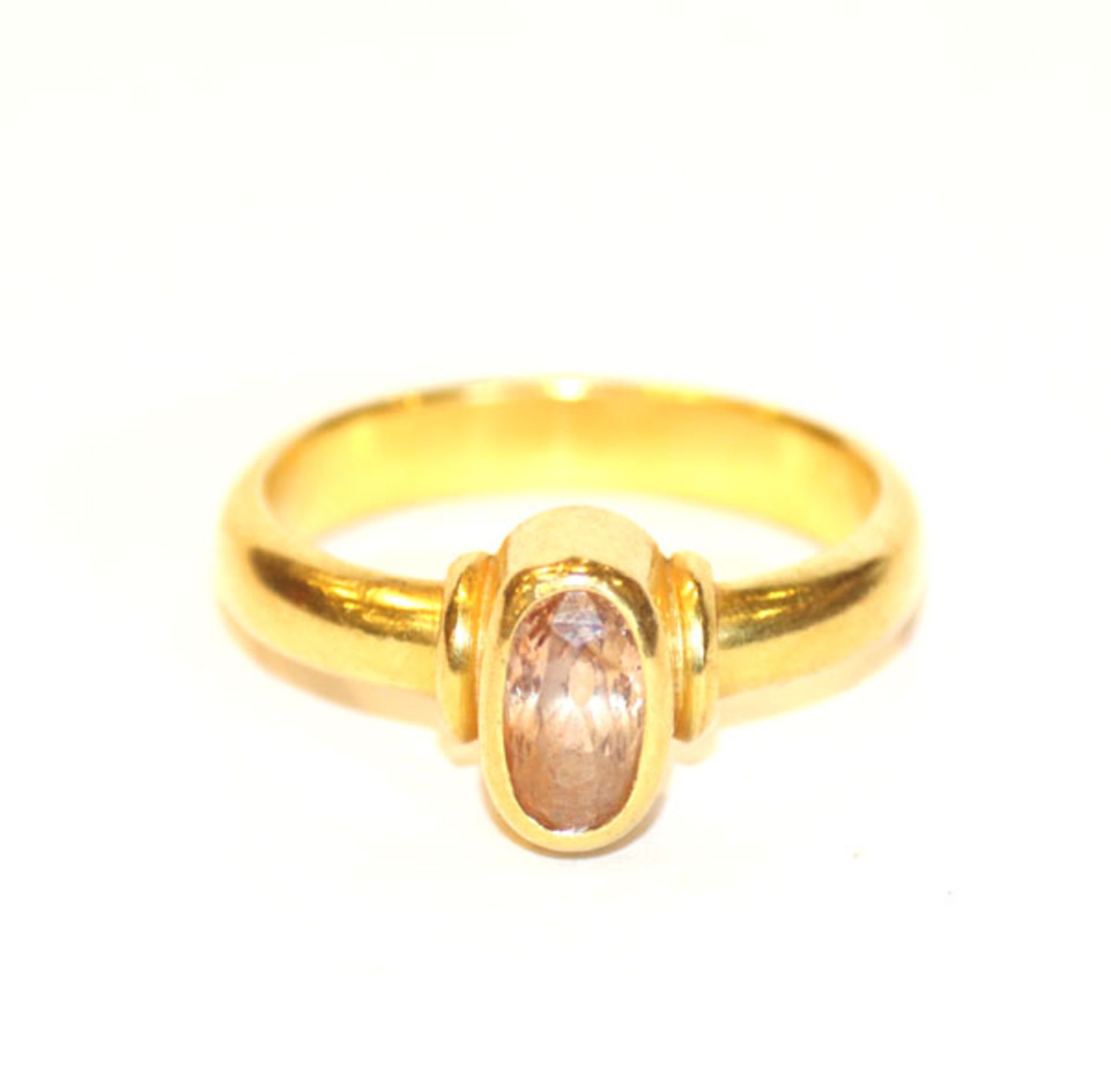 Gelbgold Ring, 900 Gold mit Topas ?, 7,8 gr., Gr. 57