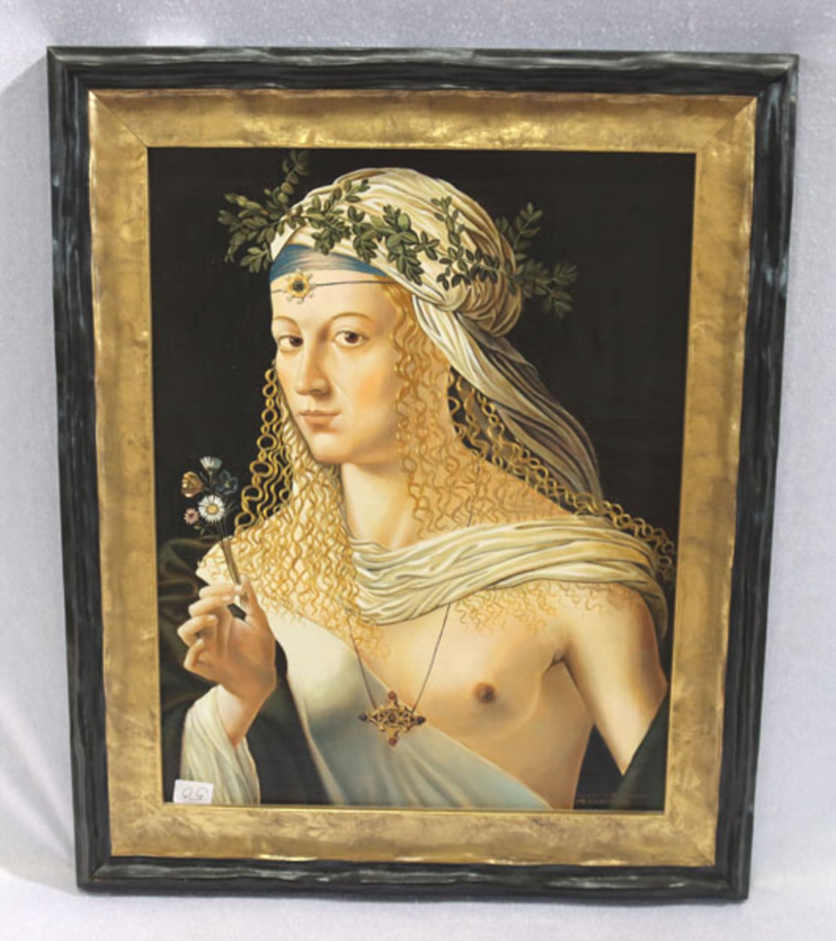 Gemälde ÖL/Holz 'Lucrezia Borgia', nach einem Gemälde von Bartolomeo Veneto, gemalt von Michele