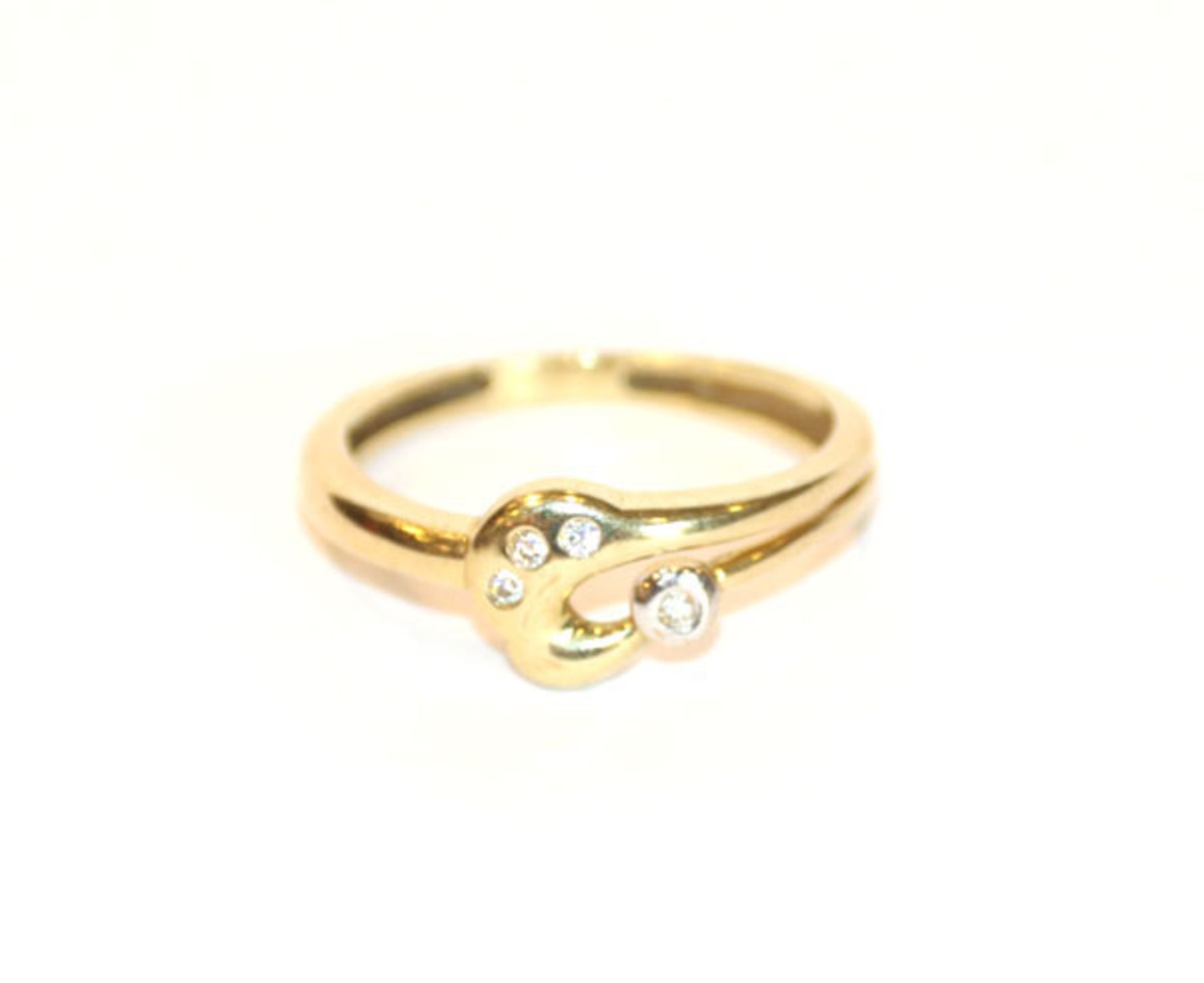14 k Gelbgold Ring mit 4 kleinen Diamanten, 1,45 gr., Gr. 47