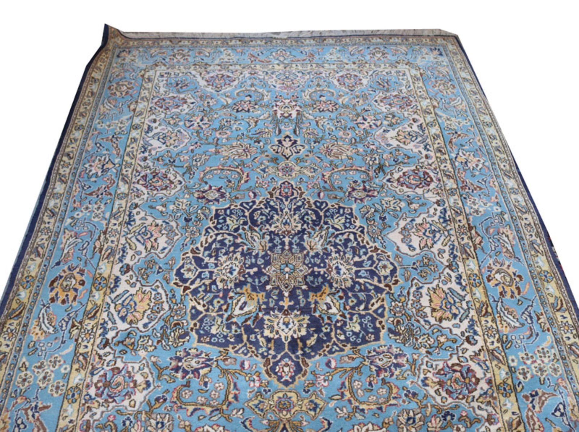 Teppich, Täbriz, hell- und dunkelblau/beige, Gebrauchsspuen, 270 cm x 150 cm, Abholung oder
