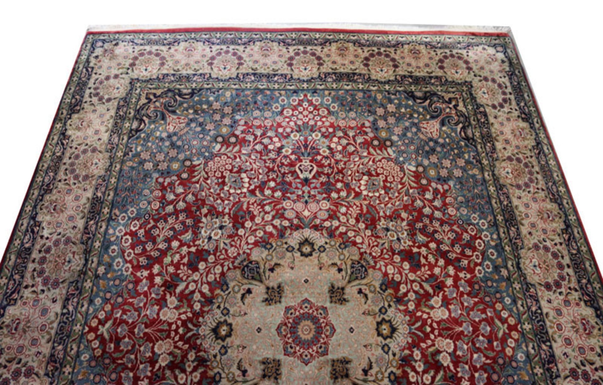 Orientteppich, Kirman, beige/rot/blau, Gebrauchsspuren, 370 cm x 244 cm, Abholung oder Versand per