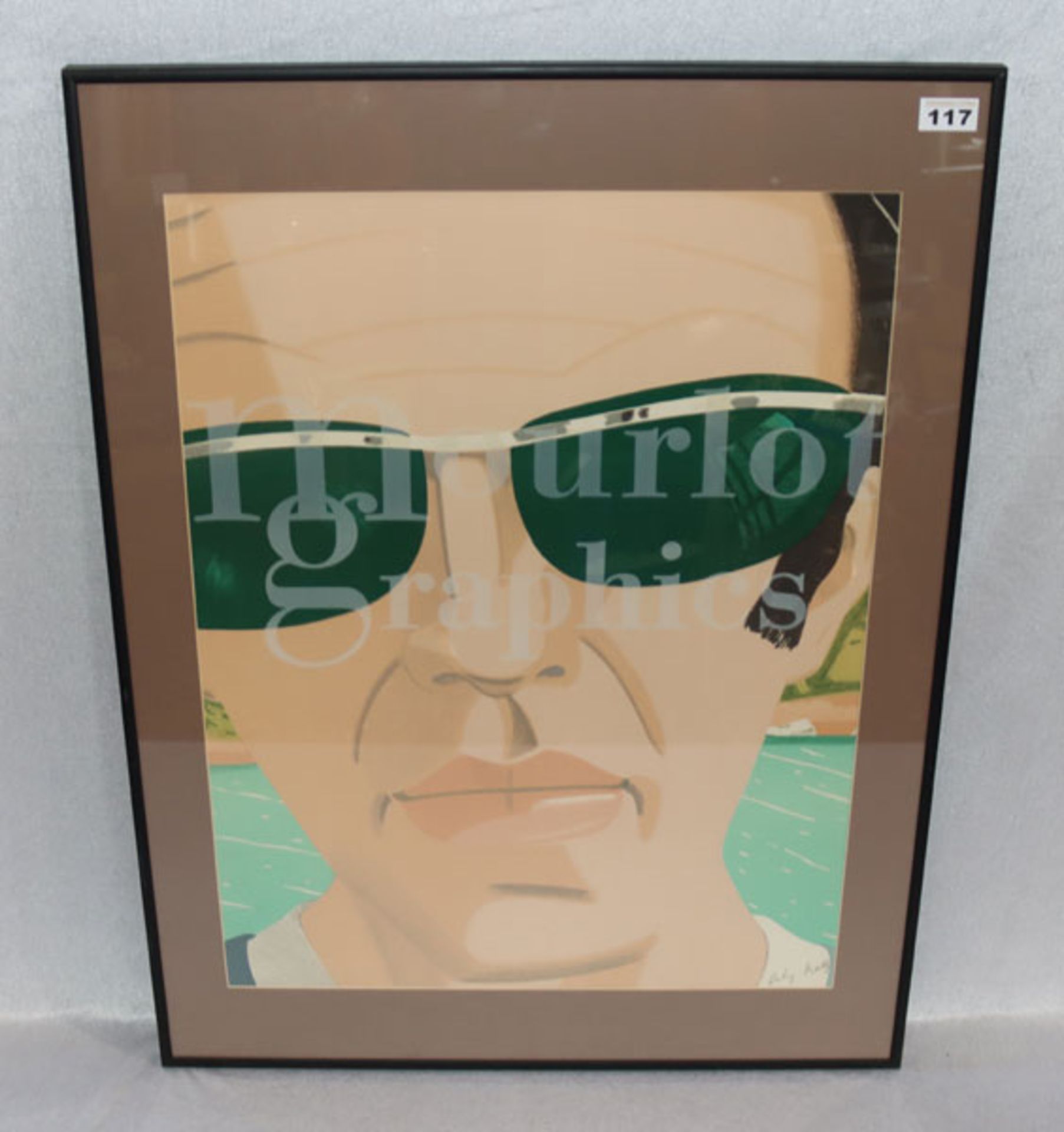 Farblithographie 'Self-Portrait with Sunglasses', in der Platte signiert Aklex Katz, * 1927 New
