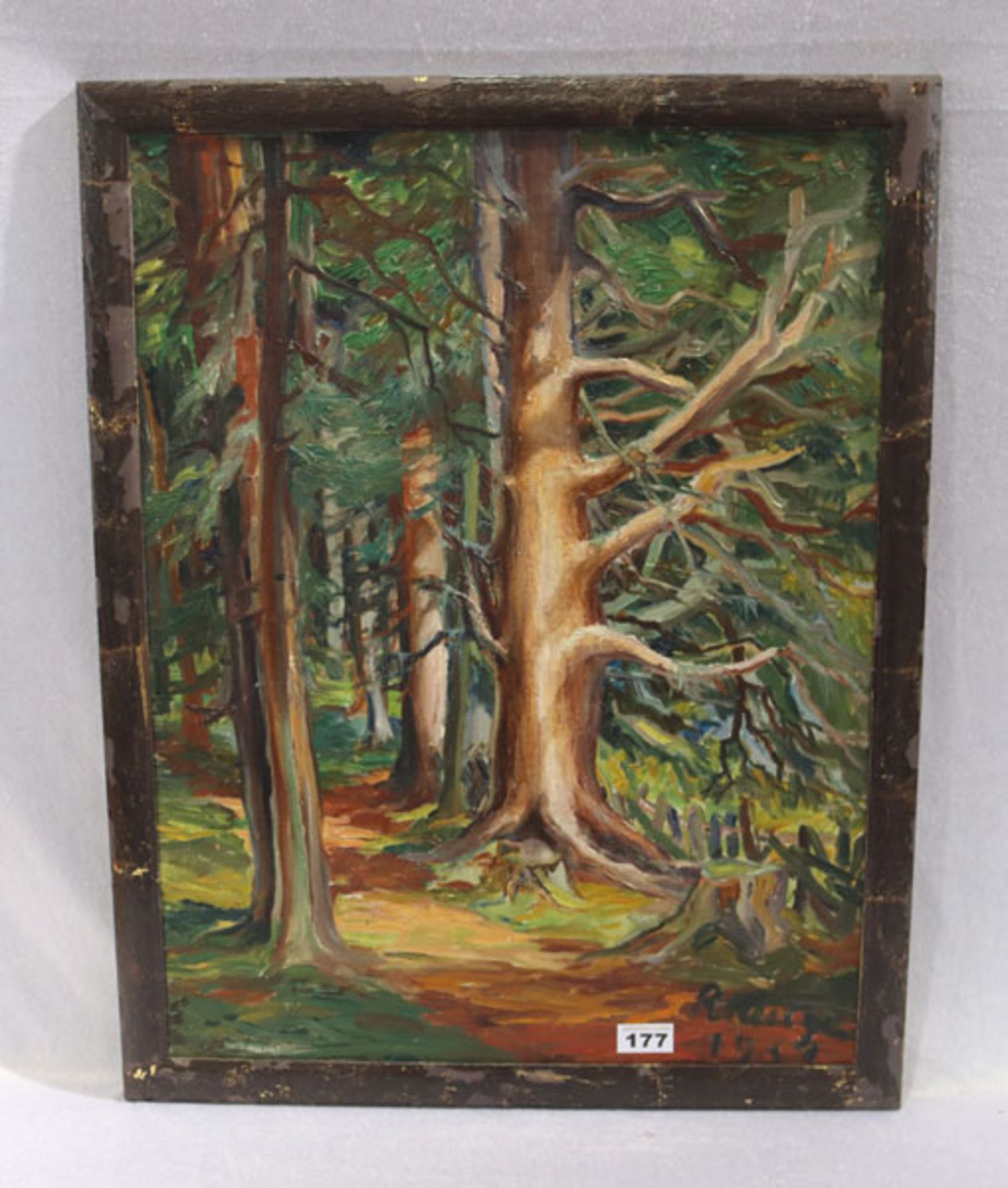 Gemälde ÖL/LW 'Waldlandschaft', signiert R. Kluge, Robert Kluge, * 1890 Borna + 1980, Studium an der