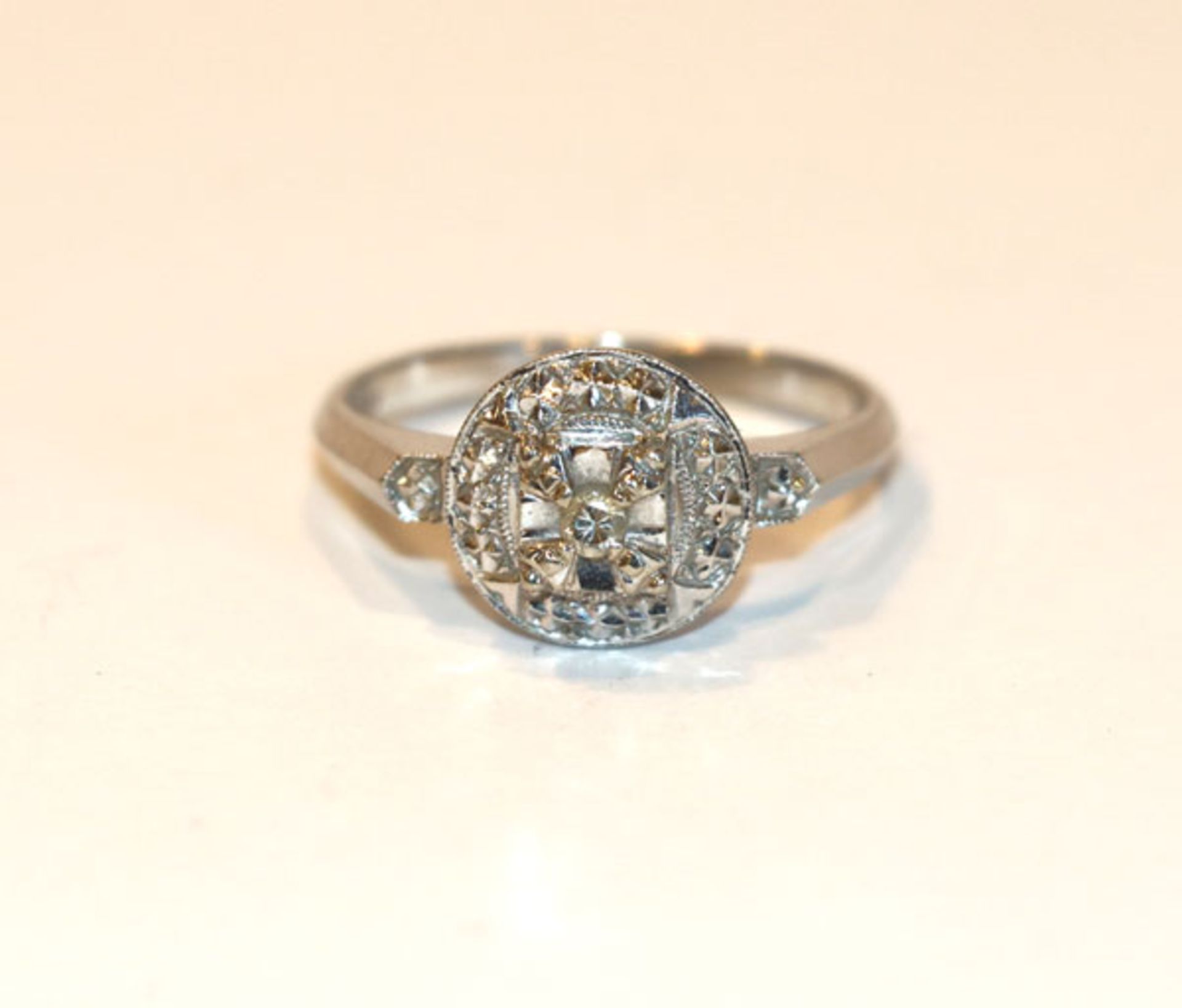 14 k Weißgold Ring mit Diamanten, 2,4 gr., Gr. 52