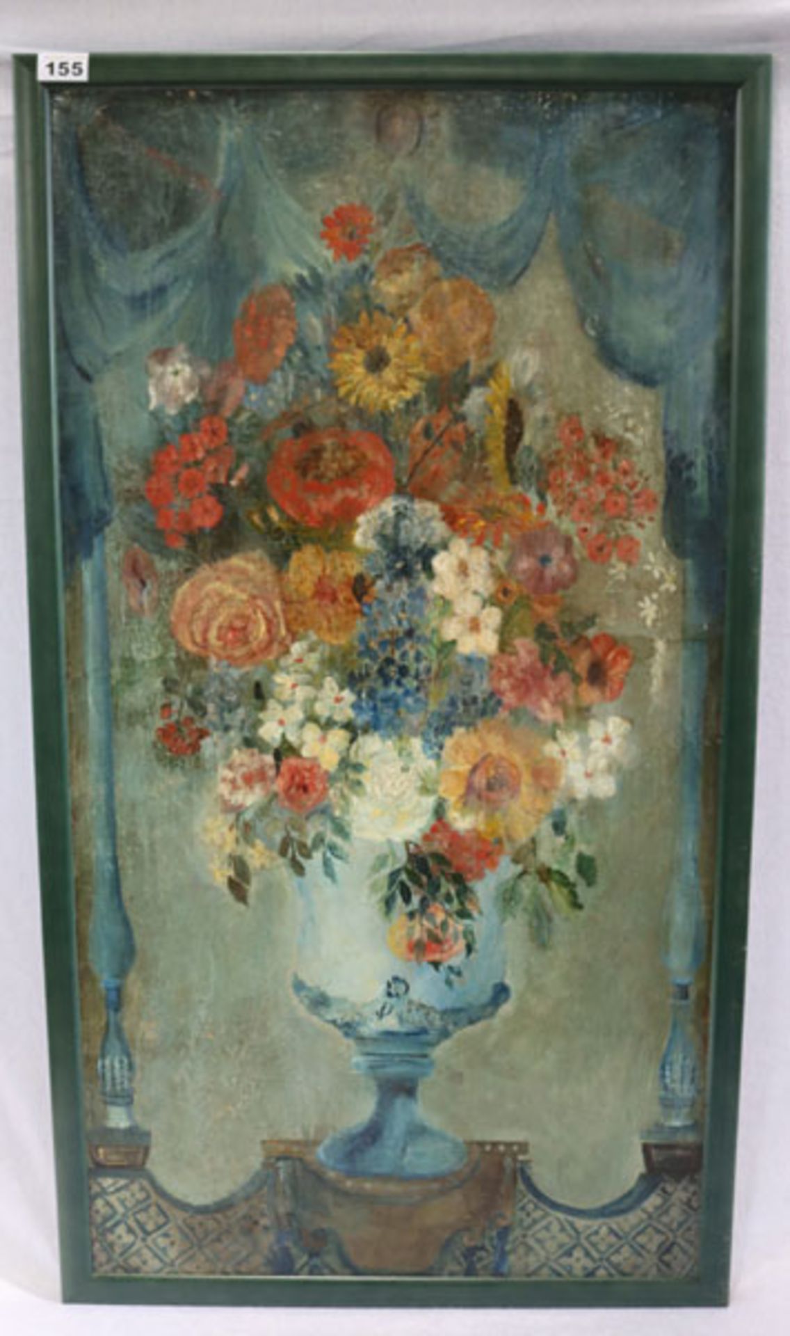 Gemälde ÖL/Malkarton 'Blumen in Pokalvase', gerahmt, incl. Rahmen 103 cm x 58 cm