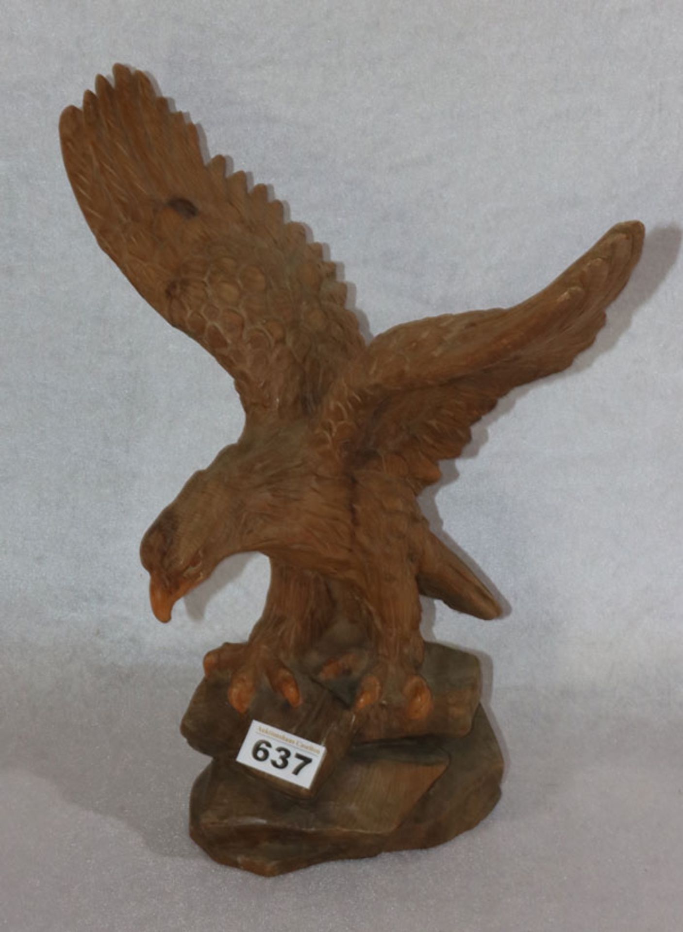 Holz Skulptur 'Adler', am Boden monogrammiert WS, H 35 cm, B 34,5 cm