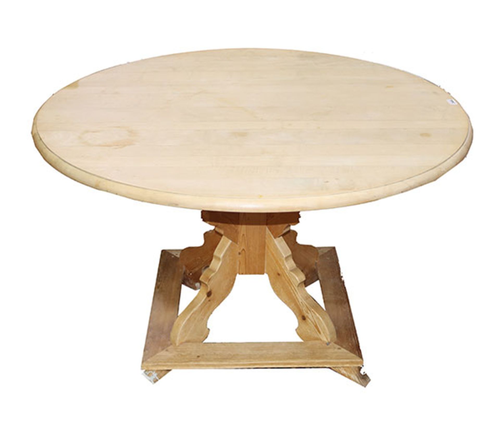 Runder Tisch mit einer Schublade, H 72 cm, D 118 cm, starke Gebrauchs- und Altersspuren, teils