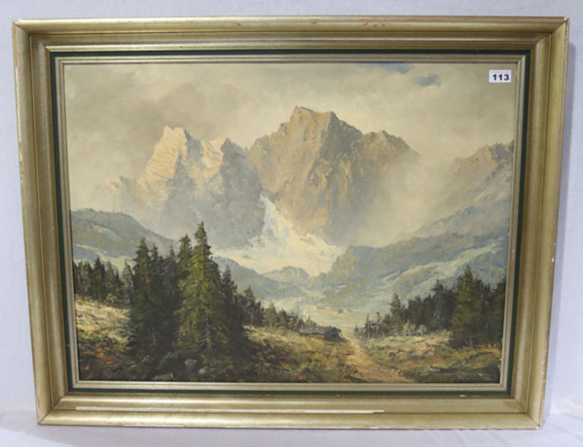 Gemälde ÖL/LW 'Hochgebirgs-Szenerie', signiert Ad. Wegener, Adolf, * 1891 + 1960, Landschafts-,