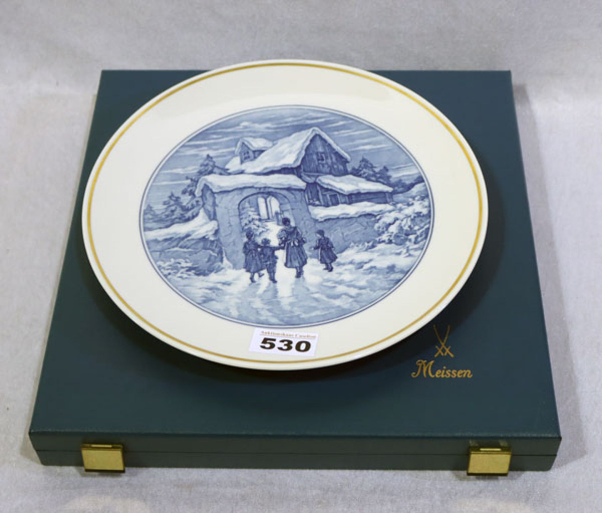 Meissen Wandteller 'Weihnachten 1982', Limitierte Nachauflage nach einem Entwurf von Hermann Limbach