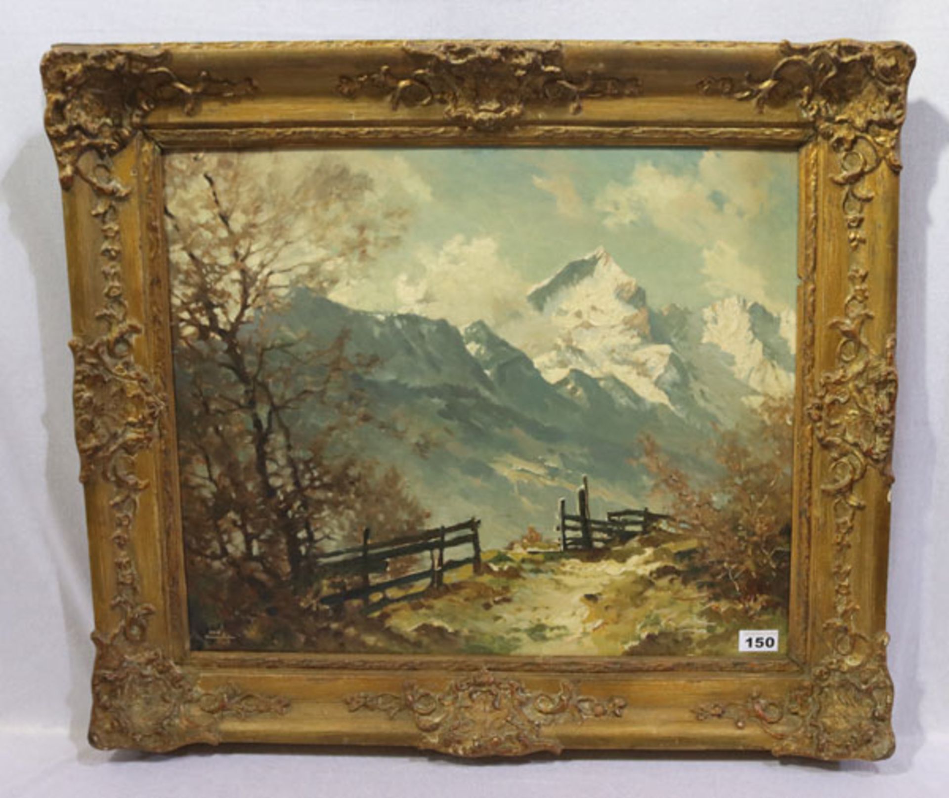 Gemälde ÖL/LW 'Blick auf die Alpitze', signiert YOS München für Josef YOS Süssmeier, * 1897 +