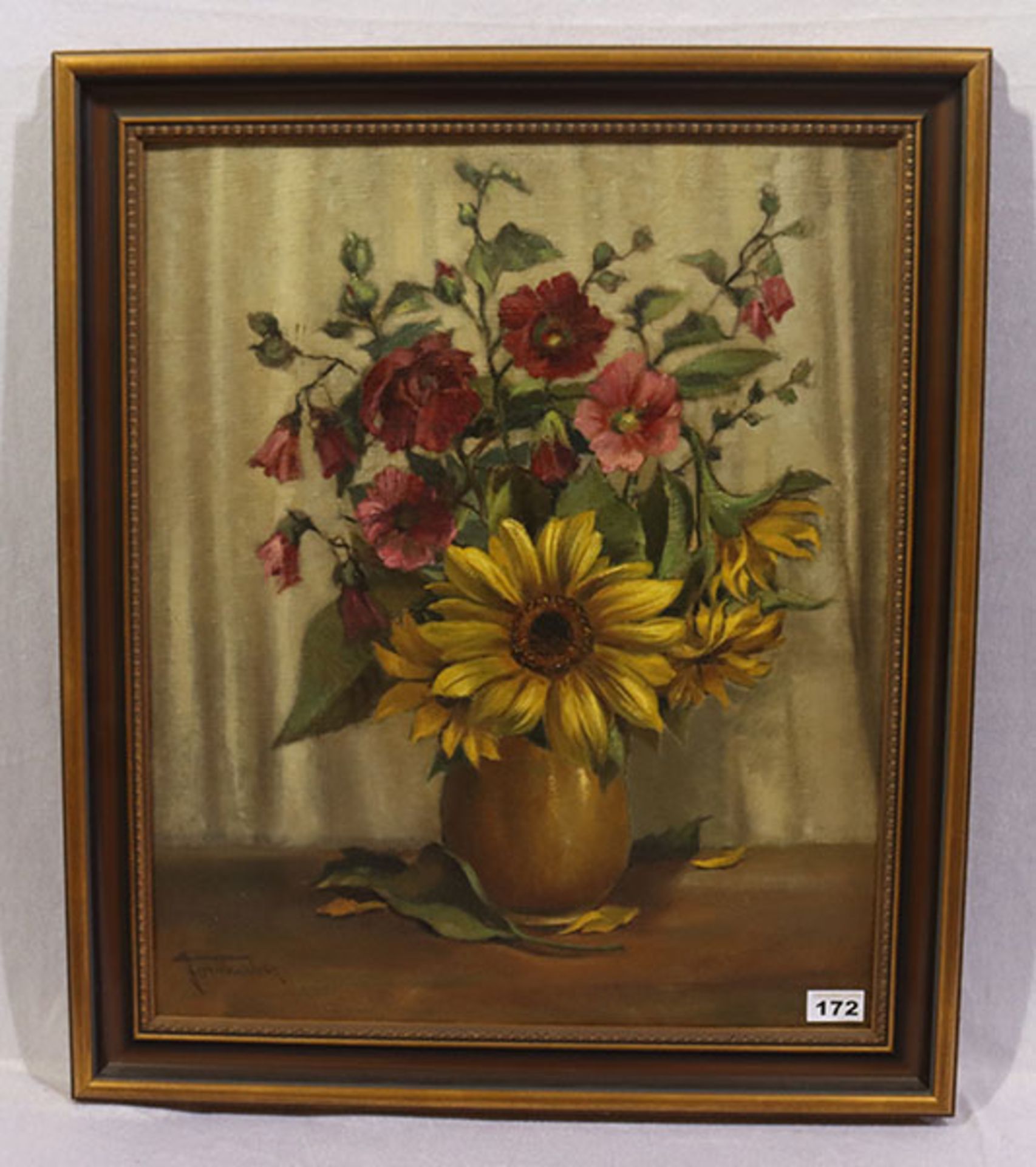 Gemälde ÖL/LW 'Blumenstrauß in Vase', signiert, F. Forthuber, Franz, * 1882 München + 1963