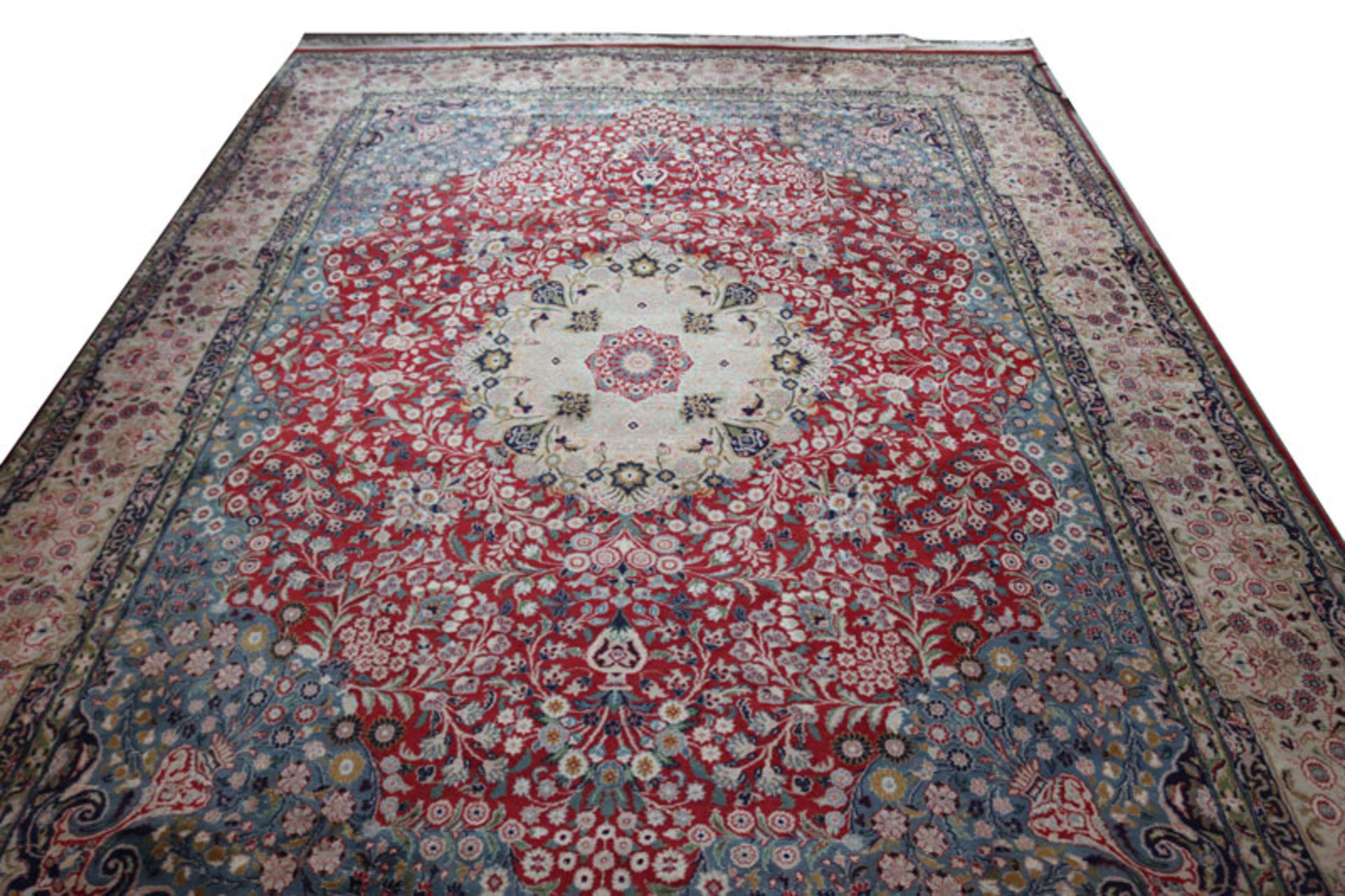 Orientteppich, Kirman, beige/rot/blau, Gebrauchsspuren, 370 cm x 244 cm, Abholung oder Versand per