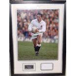 Rory Underwood - a framed & glazed signed colour photograph showing him playing in the 1991 Five