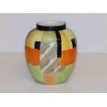 A Crown Ducal art deco vase with painted decoration, signed 'Margery Hall, 3rd May 1932', 6" high.