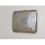 A monogrammed plain silver cigar case, gilt interior - WN, Chester 1905, 4.8".