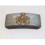 A Victorian cavalry officer's cross-belt pouch, the silver front marked for London 1842, 7" across.