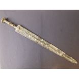 A patinated bronze sword in the antique Chinese style, 22".