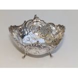 A late 19thC continental silver bowl on four scroll feet - London import marks for 1897, 4.4"